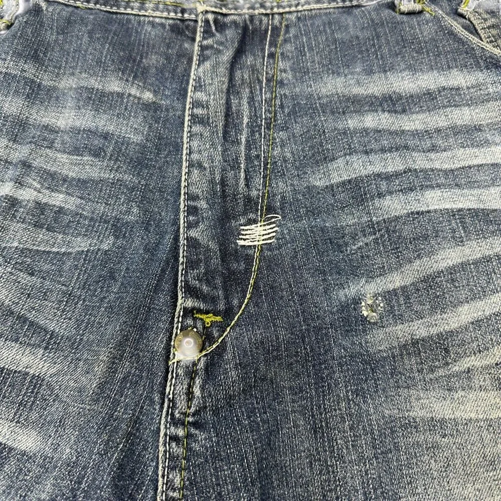 AKADEMIKS Vintage Jean Shorts Embroidered Skater Hip Hop Jorts‎ Baggy Sz 40